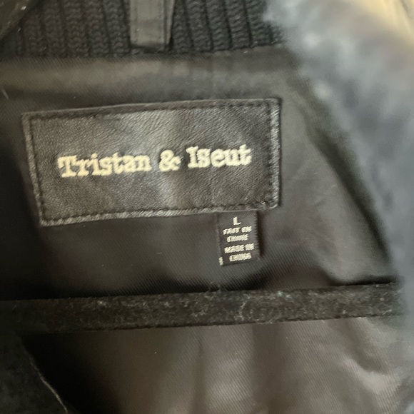 Tristan & Iseut Leather Jacket With Knit Ribbed Sleeves - Picture 5 of 15